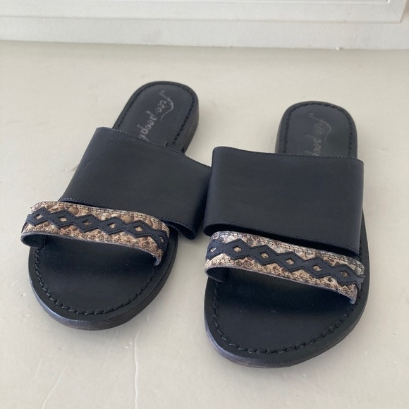 NWOT Free People Saturday Black Leather Boho Sandals Sz 36.5 - Picture 1 of 5